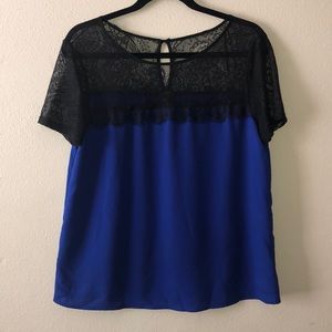 Forever21 black lace cobalt dress top